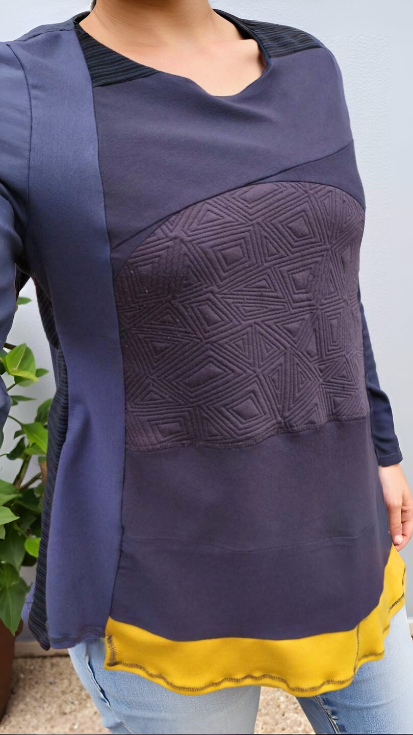 ARTEMIS-BLOUSES-ANTHRACITE-YELLOW-TRIANGLES 2