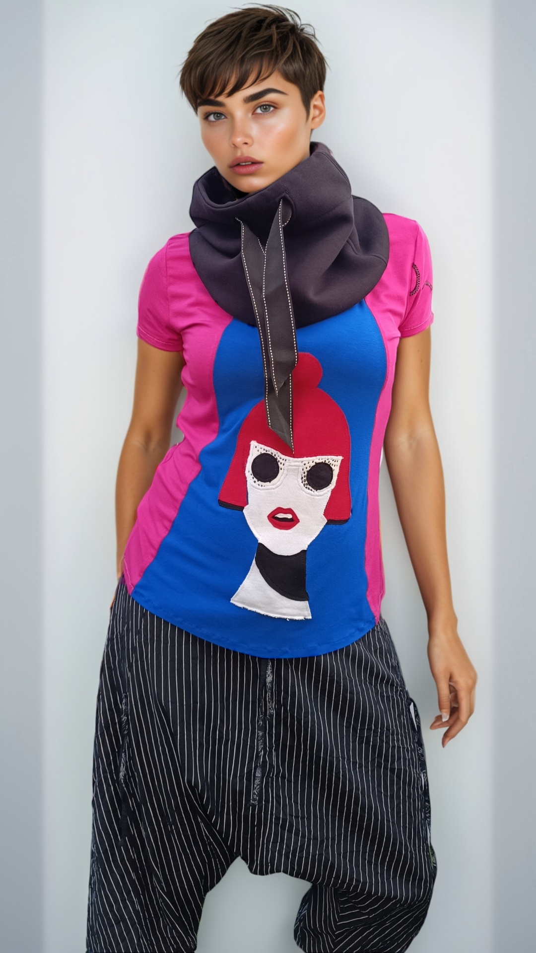 ARTEMIS-NECKWARMERS-BLACK-DOUBLEFACE-BLACKNWHITE-RIBBON 3
